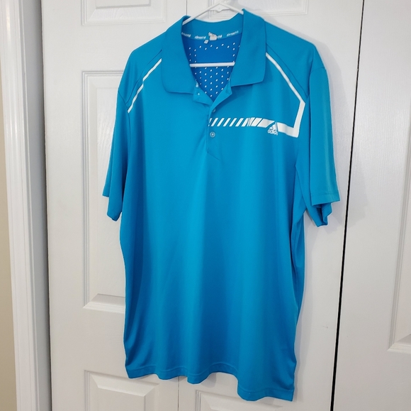 Adidas Mens Golf Polo Climachill Technology 2XL DriFit Blue With White Stripe - Picture 3 of 13